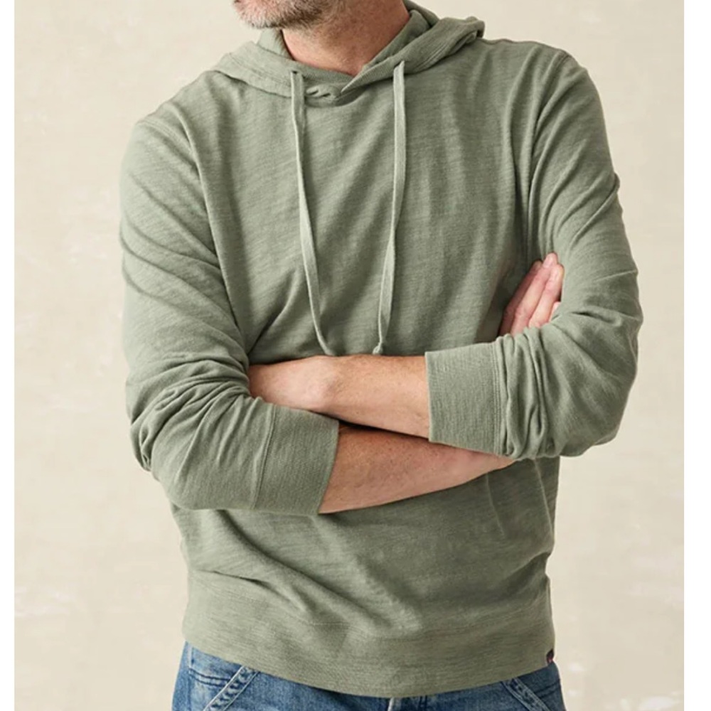 Faherty Sunwashed Midweight Organic Hoodie Green | Men’s Size XXL